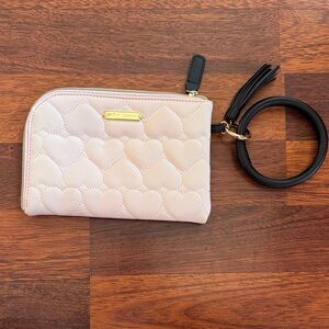 Betsey Johnson Cream Heart Clutch Wristlet